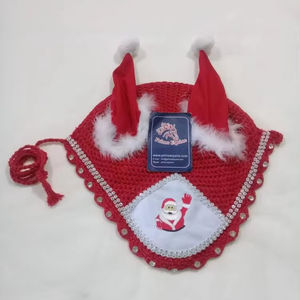 Logotipo personalizable Papá Noel bordado Navidad Equitación Oreja Red Logotipo personalizado Producto ecuestre - Product Image 1