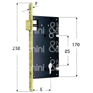 SERRURE À MORTICE à 2 jetés et loquet réversible. Deadbolts en laiton. Avant plaqué laiton. Bord carré du cylindre en forme. - Product Image 1