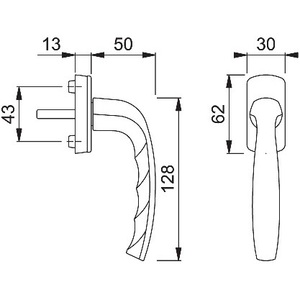HOPPE Standard Window Handle 0810/U10 Aluminum 35 mm Traffic White New York <b>Over</b> <b>Door</b> Racks - Product Image 3