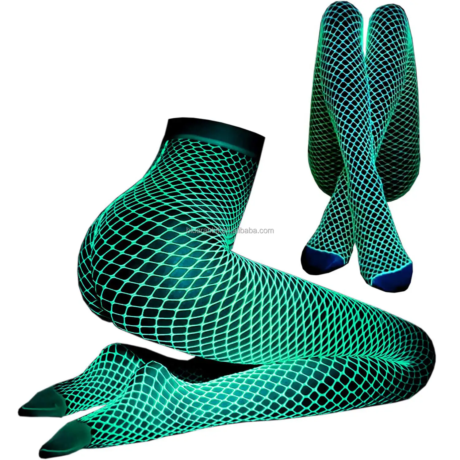 Glow In The Dark Fishnet Stockings Luminous High Waist Thigh Pantyhose Socks Tights Stockings Sexy Lingerie for Women