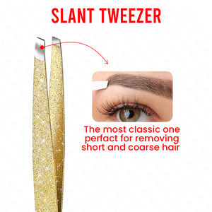 Wholesale Professional Beauty Set Pointed Eyebrow Tweezers and Cuticle <b>Scissor</b> 5-Piece Golden Tweezers with Faux Leather Case - Product Image 2