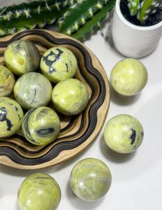 Esfera de piedra serpentina Natural, Bola de supercalidad, decoración del hogar - Product Image 4