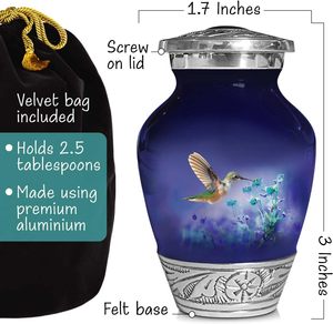 Urna de recuerdo azul para cenizas humanas adultas, urna de recuerdo decorativa funeraria conmemorativa hecha a mano para mujeres y hombres, urna de tamaño personalizado - Product Image 2