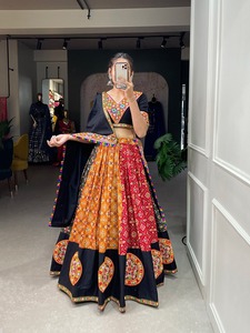 Meilleur tissu dernière collection pur coton Lehenga Choli avec Dupatta avec imprimé et fournisseur de conception de travail Gamthi de Surat - Product Image 2