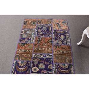 Alfombra Turca Vintage, Alfombra Decorativa de 3.3x6.9 pies (100x211 cm), Alfombra de Lana Sólida Color Morado - Product Image 4