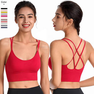 Sujetador deportivo inalámbrico personalizado al por mayor para mujer, con relleno, espalda cruzada, sin costuras, para yoga, fitness y gimnasio - Product Image 6