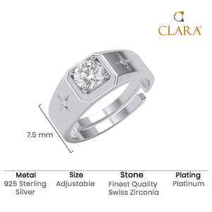 NOVAMART Fine Buy Premium 925 Pure Sterling <b>Silver</b> <b>Rings</b> for <b>Men</b> Trendy Design Resizable Adjustable Size Engagement Anniversary - Product Image 5