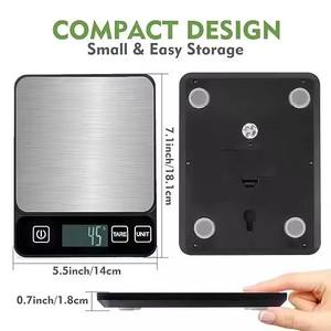 Báscula Digital de Cocina para Uso Doméstico de 10 kg con Pantalla LED, Acero Inoxidable y Funcionamiento con Batería, Resolución de 1 g - Product Image 2
