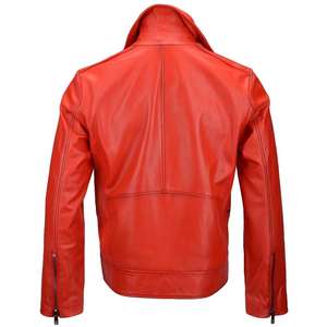 Chaqueta de Cuero Roja de Invierno para Hombre de Alta Calidad, Cuero Vacuno Genuino con Botones, Estilo Formal - Product Image 2