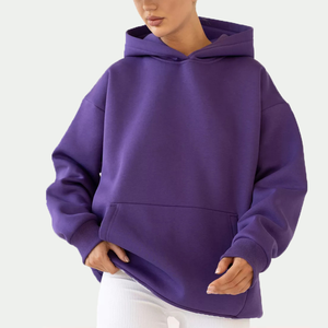 Top Selling <b>Women</b> Oversized Hoodie Plain Dyed Streetwear Solid Drop Shoulder Customized Logo Printing <b>Pullover</b> Style OEM - Product Image 1