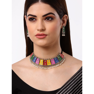 Meenakari Oxidised <b>Choker</b> for Party Wear - Product Image 3