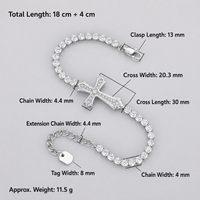 Bracelet croix en acier inoxydable YYN pour hommes et femmes, entièrement serti de zircone cubique, en acier titane, bijoux streetwear, vente en gros