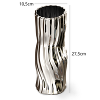 Vase à eau contemporain en céramique argentée pour table, 28 cm, Optima Trade Srl Italie