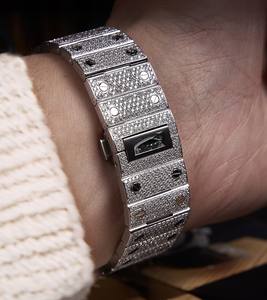 Nouvelle arrivée Montre Hip Hop Iceout Moissanite Diamond Miyota Alarme pour hommes Bracelet en acier inoxydable fait à la main Boîtier mécanique Date automatique - Product Image 3