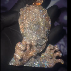 RB Gems Hip Hop Gra Iced Bling VVS D Color Baguette Diamante 925 Plata Chapado en oro Paso Diamante Probador Alá Colgante Hombres Regalo - Product Image 4