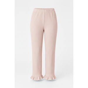 Pantalones de Punto Acanalado de Invierno, Transpirables, Resistentes al Viento, de Pierna Ancha, con Dobladillo de Lechuga, Cintura Elástica, Ropa Casual y Cómoda para Mujer - Product Image 1