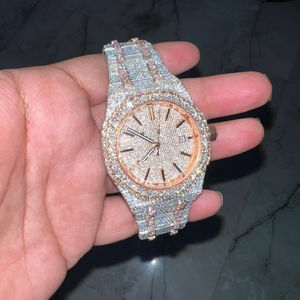 Joyería de diamantes de plata Hip Hop de lujo para reloj suizo para hombres y mujeres 'Ice Out' Iced Bling Antique banda de acero inoxidable cuarzo ETA - Product Image 1