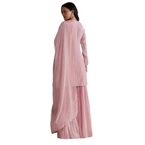 Traje rosa claro Chinon Cutdana Kurta Sharara con Dupatta para fiesta de boda india festiva Recepción Ocasión Desgaste - Product Image 5