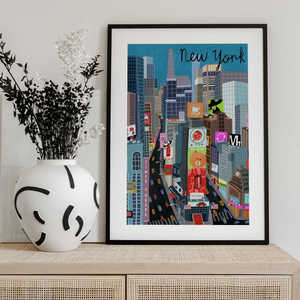 Impression d'art illustré de Times Square à New York par Carla Daly - Product Image 1