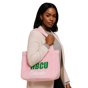 Bolso de Mano de Peluche Rosa con Bordado de Chenilla, Estilo Universitario, para Regalo de Hermandad Griega Divine Nine, Personalizado - Product Image 1