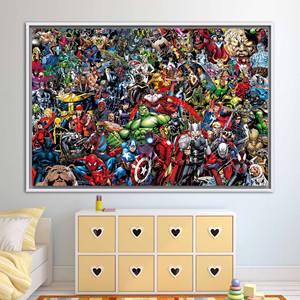 Toile imprimée avec des héros Marvel pour la décoration murale de la chambre des enfants, 1P : encadrée en blanc - Product Image 1