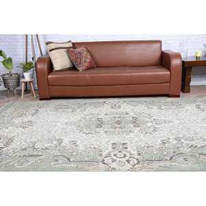 Tapis turc vintage 6,1x9,5 pieds, tapis en laine vert à motifs floraux - Product Image 5