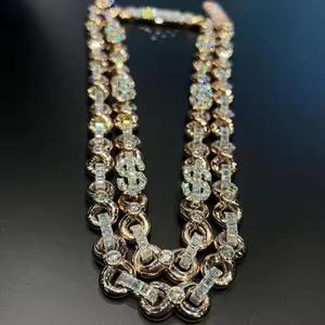 Cadena de Hip Hop de plata 925 de lujo, collar de diamantes de moissanita helada, regalo de aniversario perfecto para él con enlace de oro blanco - Product Image 3