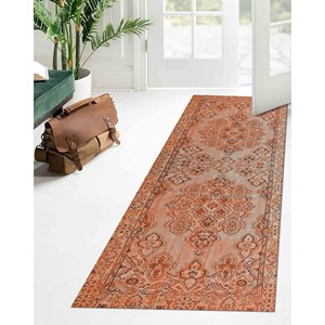 Tapis de style Oushak marron : Tapis antidérapant adapté aux animaux domestiques, tapis imprimé, tapis à poils doux - Product Image 4