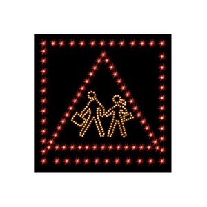 Señal de Tráfico Reflectante para Cruce Escolar B-14b de 65 x 65 cm, con LED y Energía Solar, Advertencia de Seguridad para Carreteras - Product Image 1