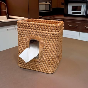 Boîte à mouchoirs carrée en rotin, plateau de rangement, boîte de rangement artisanale, écologique, naturelle, décoration intérieure et extérieure, vente en gros du Vietnam - Product Image 3