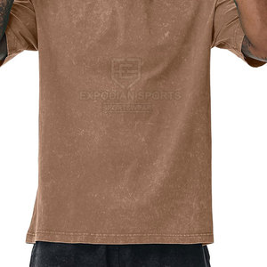 T-shirts pour hommes en coton 100% à l'aspect délavé, design tendance streetwear, couleur unie, surdimensionnés, écologiques, séchage rapide, respirants - Product Image 6