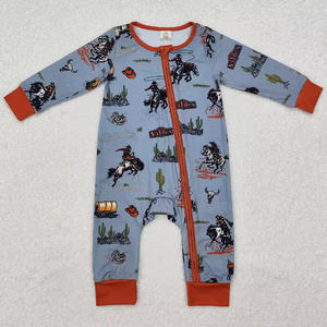 Mono de Manga Larga con Cierre para Bebés Niñas, Diseño de Vaca, Cactus, Estilo Azteca y Occidental, Conjunto de Mono Rosa para Niños - Product Image 4