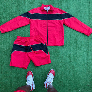 ชุดกางเกงขาสั้นและแจ็กเก็ตของผู้ชายชุดกางเกงขาสั้นเสื้อกันลมผ้าไนลอนชุดวิ่งออกกำลังกายแบบสั่งทำชุดสั้น - Product Image 6