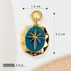 Pendentif bouclier en émail en laiton avec motif étoile et ange, breloque amulette protectrice pour la fabrication de bijoux en gros - Product Image 5