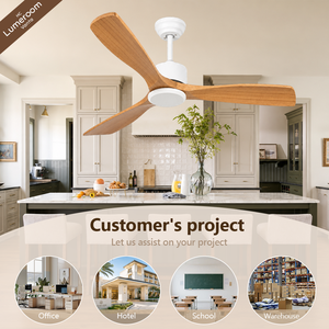 52 Inch Wood Ceiling <b>Fan</b> Without Light, 3 Solid Wood Blades, <b>Remote</b> <b>Control</b>, Reversible DC Motor for Living Room Bedroom - Product Image 4