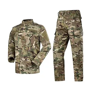 Men's Camouflage Uniform Como Shirt and Pants Set Long Sleeve Uniform Multi Camo Hunting Training Camouflage Uniform