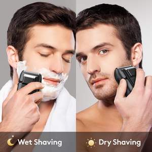 Afeitadora Eléctrica Recargable Negra para Hombre, Impermeable IPX7, con Doble Cuchilla Flotante y Recortadora para el Rostro - Product Image 3