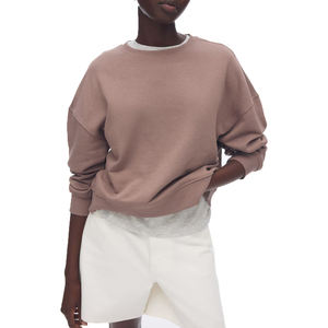 Sweat femme unisexe Logo personnalisé sweat à capuche surdimensionné col rond Streetwear haut court pull tricoté pull col rond OEM - Product Image 4