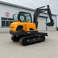 Mini-pelle sur chenilles 6 tonnes avec moteur hydraulique allemand de qualité supérieure, cabine climatisée, conforme aux normes EPA Tier 4 Euro V
