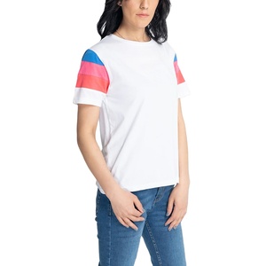 เสื้อยืดลดราคา เสื้อยืดแฟชั่นฤดูร้อน ลายเรียบ แขนสั้น ย้อมสีทั้งตัว ทรงเข้ารูป สำหรับสาวๆ รับสกรีนโลโก้ เสื้อยืดคอกลมผู้หญิง - Product Image 1
