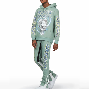 Survêtement à capuche d'hiver pour hommes, séchage rapide, lavé à l'acide, avec doublure en polaire respirante imprimée bouffante - Product Image 2