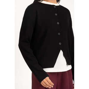 Suéter Cárdigan Minimalista para Mujer, Corte Relaxed, 100% Viscosa, con Contraste de Color, WM-SWT-WS25-054 - Product Image 2