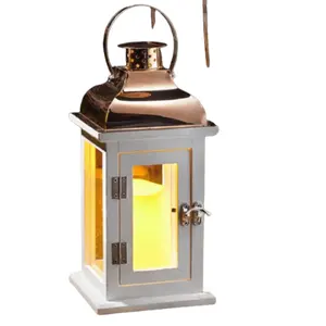 带玻璃和绳衣架的木制灯笼欧洲玻璃烛台灯笼户外烛台