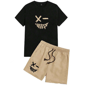 Custom 100% Cotton <b>Men's</b> Casual Shorts Set Stylish Summer T-Shirt with 3D Printed Logo Breathable Design - Product Image 1
