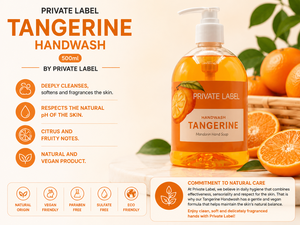 Jabón de Manos con Aroma a Mandarina de Marca Privada 500ml OEM |   Jabón de Manos Vegano con Aroma Cítrico |   España UE - Product Image 2