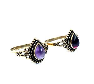 แหวนหินอเมทิสต์ธรรมชาติดีไซน์คลาสสิกแหวนพลอยโกเมนสีแดงแบบเรียบง่ายเครื่องประดับผู้หญิง - Product Image 2