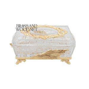Crystal Elegance Caja de pañuelos Vidrio y latón macizo Diseño de lujo - Product Image 1