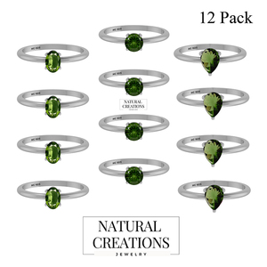 Bague empilable en argent sterling 925 réglage de la broche Moldavite pierre précieuse poire forme ronde et ovale à la mode unisexe - Product Image 3