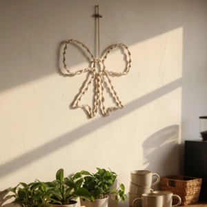 Handcrafted Simple <b>Bow</b> Macrame Wall Decor For Modern Homes Offering Clean Aesthetic And Charming Wall Accent From India - Product Image 5