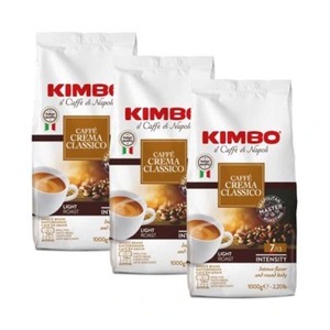 Café en grains entiers de qualité fraîche Kimbo Caffe Crema Classico Premium Rôti italien Goût équilibré Mélange aromatique Paquet de 1kg - Product Image 1